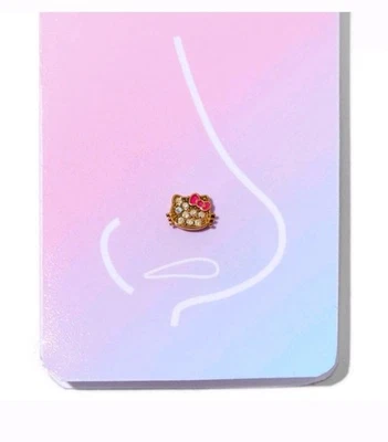 Hello Kitty Acero Inoxidable Cristal Estrás Cara Nariz Tachuela 20g Foto 1 de 2
