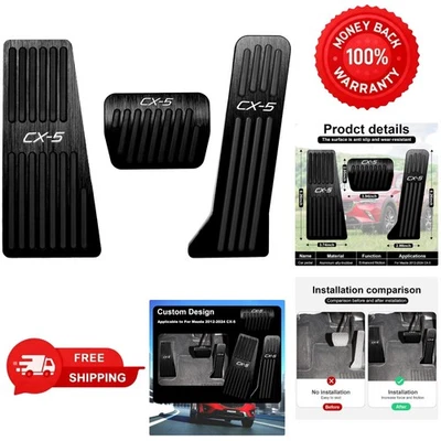 Black Aluminum Pedal Cover Set with Anti-Slip Design for Mazda CX-5 2013-2025 - Image 1 of 4