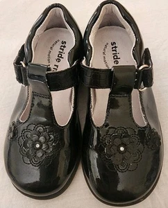STRIDE RITE Baby Girl Shoes 5 M Black Patent Leather Dress hook & loop Closure - Picture 1 of 5