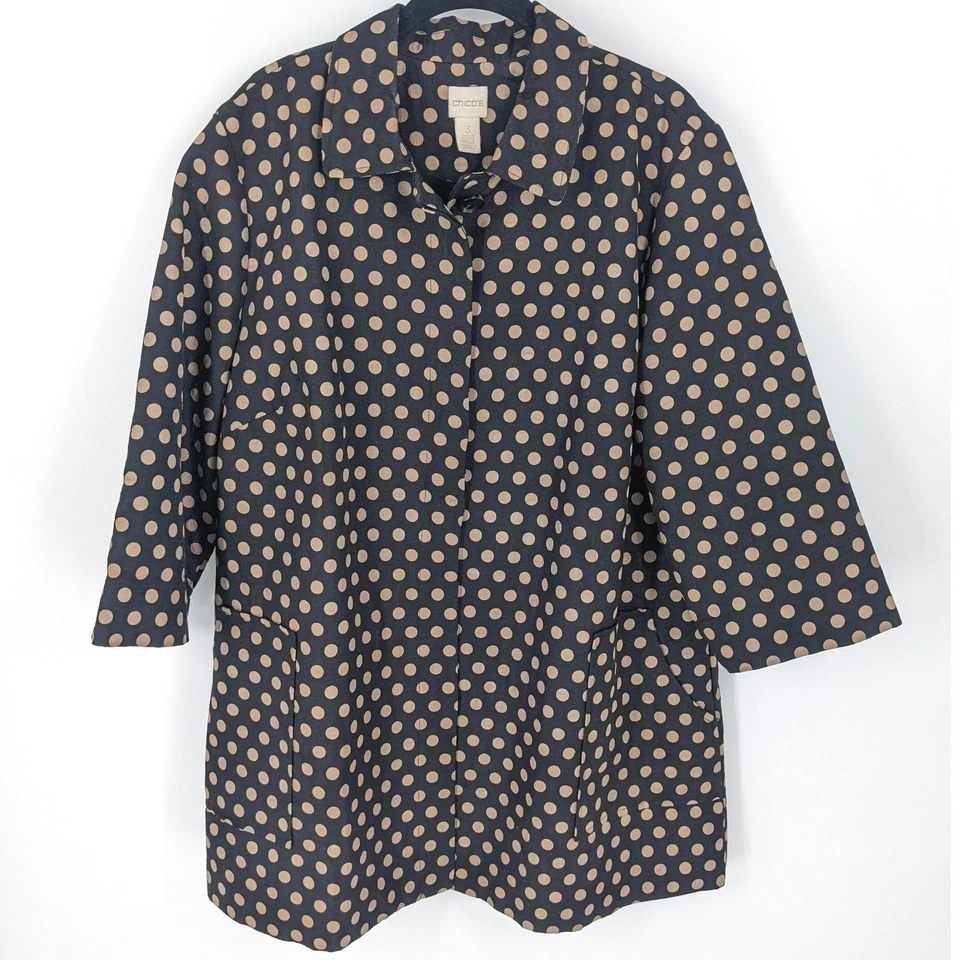 Chaqueta Chicos Mujer XL Negro Tostado Lunares Blazer Retro Oficina Trabajo Abrigo Foto 1 de 4