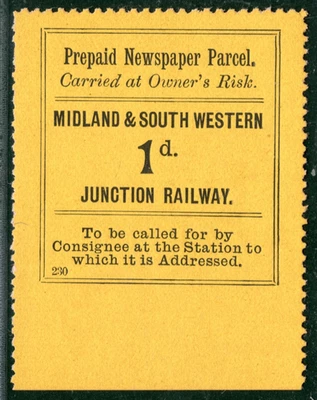 GB M&SWJR RAILWAY Newspaper Stamp 1d MIDLAND & SOUTH WESTERN Mint MM WHITE126 - Image 1 of 4