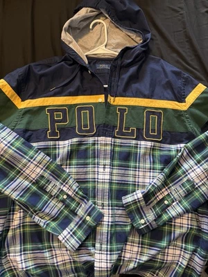 Ralph LaurenPOLO Camisa Deletreada a Cuadros con Capucha Botón Para Hombre XXL Foto 1 de 2
