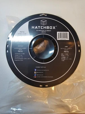 #10-HATCHBOX PETG 1.75 mm 3D Printer Filament in White, 1kg Spool New Unopened - Image 1 of 4