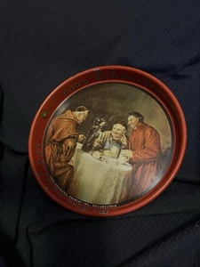 s Hohenadel mit Mönchen und Zigarren rauchender Hund Bier Tablett - Bild 1 von 5
