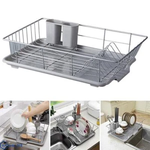 Large Dish Drying Rack Drainer Kitchen Sink Plate Draining Tray Cutlery Holder - Picture 1 of 24