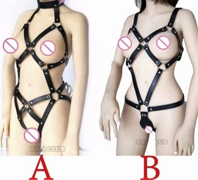 Womens Sexy Faux Leather Body Harness Buckle Bondage Straps Belt Suit 3 Styles - Image 1 of 4