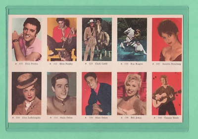 1958  Elvis Presley  Dutch Gum card Serie A 103 and 113 in Uncut Sheet Rare - Изображение 1 из 2
