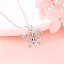 Butterfly Necklace Pendant Ashes Urn Silver Cremation Keepsake Jewellery UK