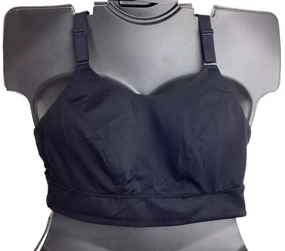 No Wire Yoga Low Impact Wicking Sport Bra BLACK Criss Cross Strap Lane Bryant - Image 1 of 4