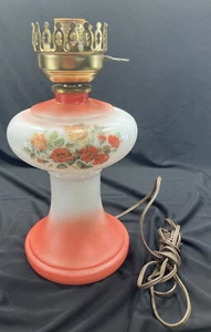 ๐ก VTG Crown Creative Ind. Pink Painted Milk Glass Electric Hurricane Table Lamp - Picture 1 of 10