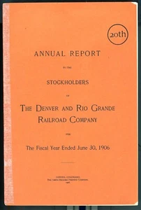 DENVER & RIO GRANDE RAILROAD Annual Report with foldout map Gould Jeffrey 1906 - Picture 1 of 5