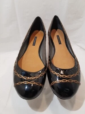 Zapatos planos de ballet Theory para mujer sin cordones charol negro talla 36,5 / EE. UU. 6,5 M Foto 1 de 4