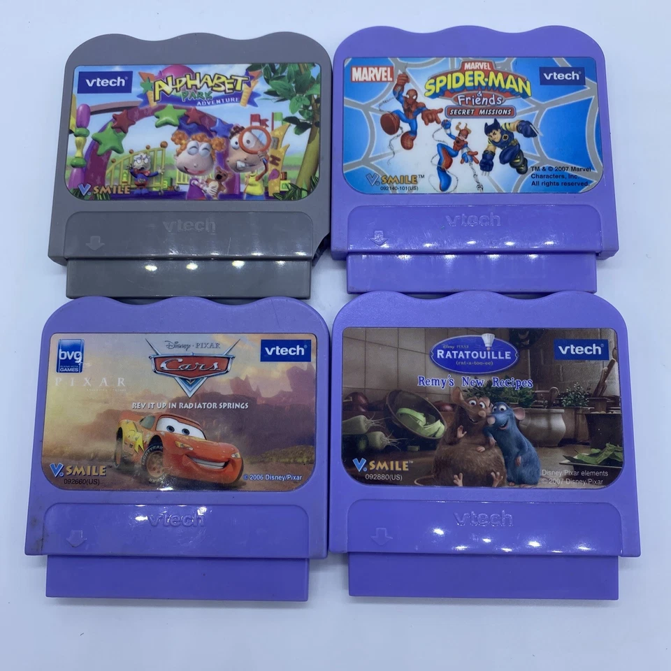 Vtech V.Smile Cartridge Lot Disney Pixar Cars Ratatouille Marvel Spiderman 2007 - Image 1 of 1