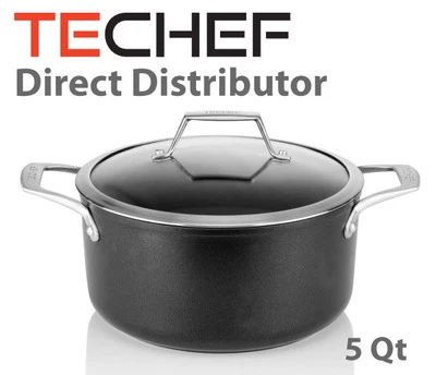 TECHEF - Onyx Collection, 5-quart Soup Pot with Glass Lid - Teflon Platinum