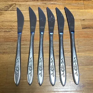 SET DI 6 Coltelli Vintage Nazionali Inox Piattole AFFASCINANTI Rosa Singola, Giappone - Foto 1 di 7
