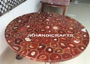 Natural Agate stone Inlay Work Coffee Dining Table Top Hallway Home Decor - Picture 1 of 4