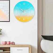  Glass Wall Clock,Quality Silent Non-Ticking Blue Wall Clocks,12 Inch Modern 