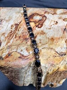 VTG ROSE Sterling Silver 925 Sapphire Cubic Zirconia Tennis Bracelet 7" 13G - Picture 1 of 9
