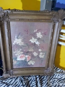 Vintage 1973 Homco Home Interior Floral & Butterfly Picture 22x"18 FREE SHIPPING - Picture 1 of 4