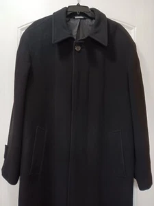 Larry Levine 100% Wolle Übermantel Herren 36 R Schwarz Trenchcoat Polen - Bild 1 von 13