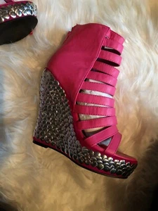 Red Kiss Pink Wedges Size 6 - Picture 1 of 3