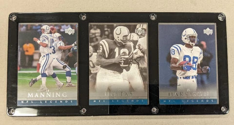 COLTS GREATS 3 CARD PLAQUE PEYTON MANNING JOHNNY UNITAS MARVIN HARRISON Cover