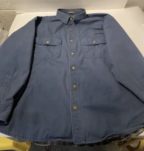 Cabela's Jacket Flannel Lined Barn Coat Blue Field Shacket Pockets Men XL - Picture 1 of 6