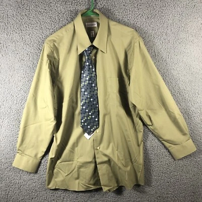 Camisa de vestir Van Heusen para hombre L 16-32/33 manga larga verde vid con corbata nueva con etiquetas Foto 1 de 4