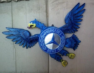 MERCEDES BENZ LOGO 3D WALL DECOR... MAN CAVE GARAGE... TWO TONE BLUE BIRD - Bild 1 von 8