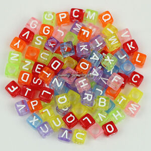 500pcs Mixed Square Cube Acrylic Alphabet Letter Spacer Beads 6x6mm,Pick Color