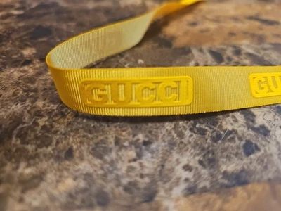 Designer Yellow Gucci Ribbon With Indented Printing Yellow Buy 5yds Get 2 Free - Image 1 of 4