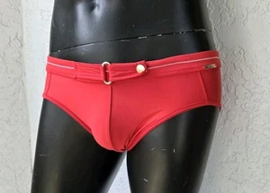 De colección Años 90 Y2K Rojo Tulio Jock Cinturón Natación Calzoncillo Bikini Para Hombre Pequeño - Imagen 1 de 8