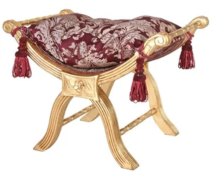 Sitzgondel Barock Hocker Schemel Antikstil Fußbank Sitzbank Sitzhocker rot Bank - Bild 1 von 3