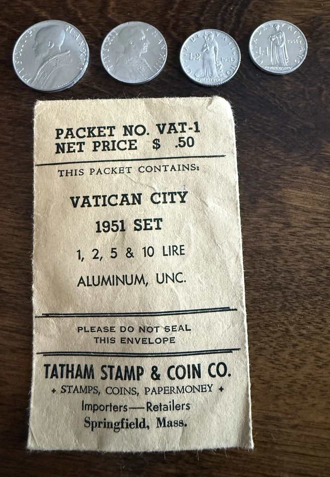 VATICAN CITY  MINOR COINS,  UNCIRCULATED, 1, 2, 5, &10 LIRE, 1951 - Image 1 of 4