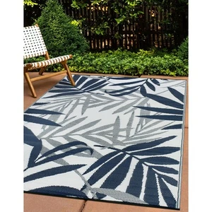 Rugshop Outdoor Carpet Floral Leaves Reversible Recycled Plastic Outdoor Rugs - Picture 1 of 31
