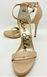 Sam Edelman Womens 10 Nude Croc Eleanor Ankle Strap Stiletto Heel Sandals - Picture 1 of 9
