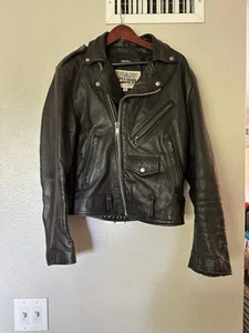 Giacca moto pelle strada aperta vintage nera taglia 38 - cintura tagliata fondo - Foto 1 di 24