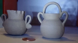 2 Vases Vintage Terracotta Clay Handmade Mexican Unglazed Miniatures 1:12 - Picture 1 of 4