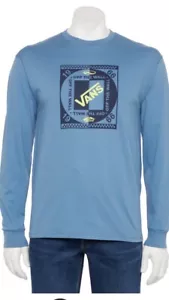 T-shirt Vans ""Off The Wall"" da uomo blu grande vestibilità classica manica lunga collo a equipaggio - Foto 1 di 5