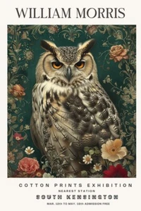 William Morris Vintage Owl Cotton Exhibition Prints Wall Poster Print - Picture 1 of 6
