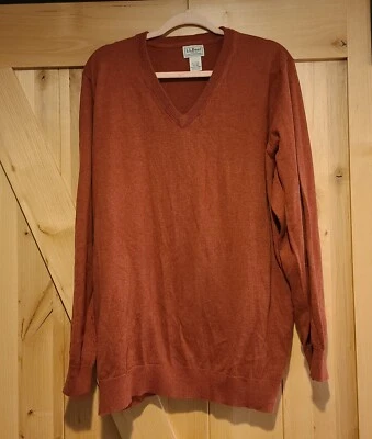 Suéter LL Bean Para Hombres XXL Mezcla de Cachemira Naranja Cuello en V Pullover #274603 Foto 1 de 4