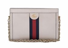 GUCCI Marmont Ophidia GG White Leather Small Chain Crossbody Shoulder Bag Purse