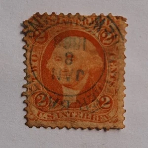 N14: United States (USA) Revenue: 1862-72, 2c. Inter Rev. with Pen Canc. Nice! - Picture 1 of 6