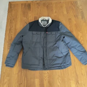 Levis Strauss 2XL Jacket Men Gray Quilted Woodsman Full-Zip Sherpa Collar VGUC - Picture 1 of 5