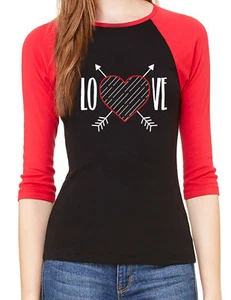 Woman's Valentine's Day Raglan Shirt, Valentines Shirts - Love - Picture 1 of 4