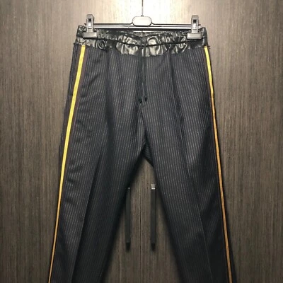 Pantalones de chándal Dries Van Noten mezcla de lana a rayas Prescott con ribete satinado 48 Foto 1 de 4