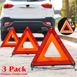 3PCS REFLECTIVE EMERGENCY WARNING TRIANGLE Car Road Hazard Safety Reflector Sign - Picture 1 of 15