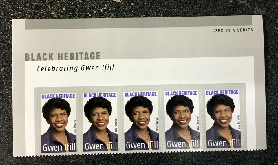2020USA #5432 Forever Gwen Ifill - Black Heritage - Header Block of 5  mint - Image 1 of 1