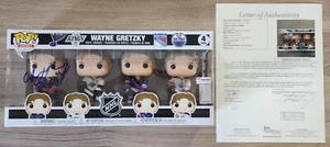 Wayne Gretzky Signed Funko POP! 4 Pack Blues Kings Rangers Oilers NHL LEGEND JSA - Picture 1 of 6