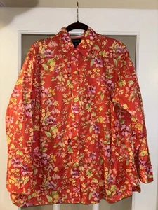 Jones New York signature women’s floral red pajama top long sleeve 2XL - Picture 1 of 3
